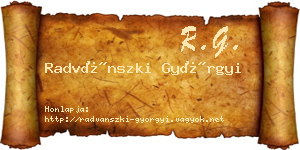 Radvánszki Györgyi névjegykártya