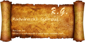 Radvánszki Györgyi névjegykártya